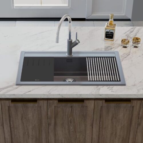 Ảnh thực tế chậu rửa bát đá 1 hố Konox Terra 790S Grey