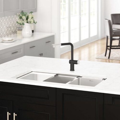 Vòi rửa bát nóng lạnh Konox Stella Black có dây rút 3 Ảnh vòi rửa bát nóng lạnh Konox Stella Black có dây rút