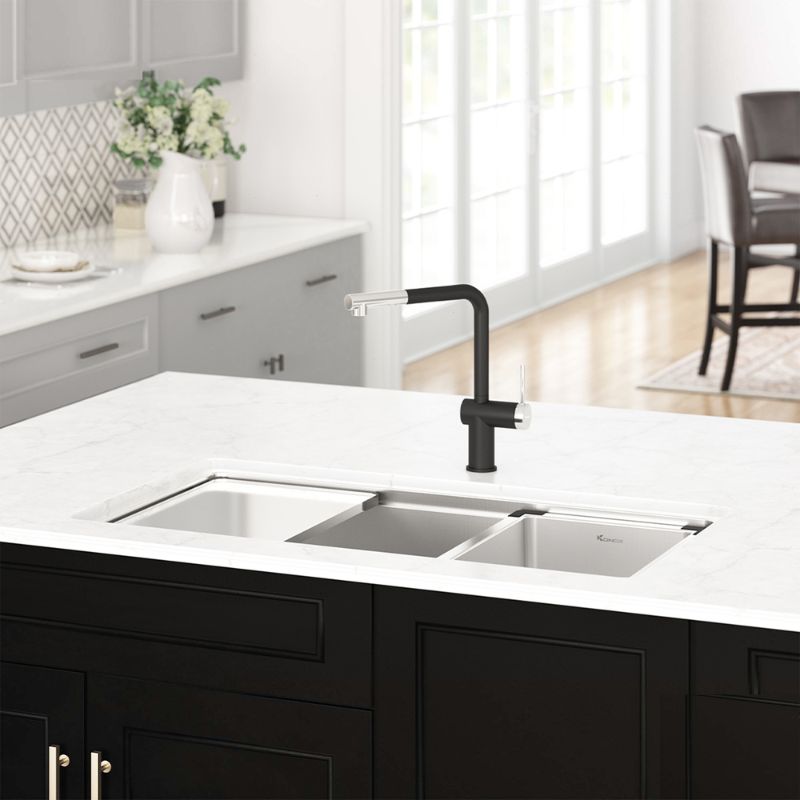 Ảnh vòi rửa bát nóng lạnh Konox Stella Black có dây rút Ảnh vòi rửa bát nóng lạnh Konox Stella Black có dây rút