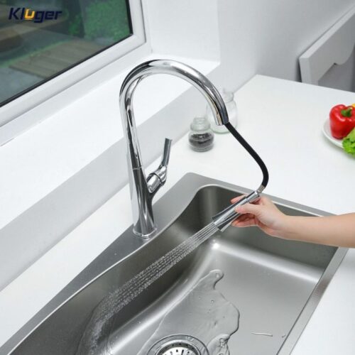 Ảnh vòi rửa bát nóng lạnh Kluger KLF0002C có dây rút