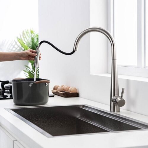 Vòi rửa bát nóng lạnh Kluger KLF0009C có dây rút 3 Ảnh vòi rửa bát nóng lạnh Kluger KLF0009C có dây rút