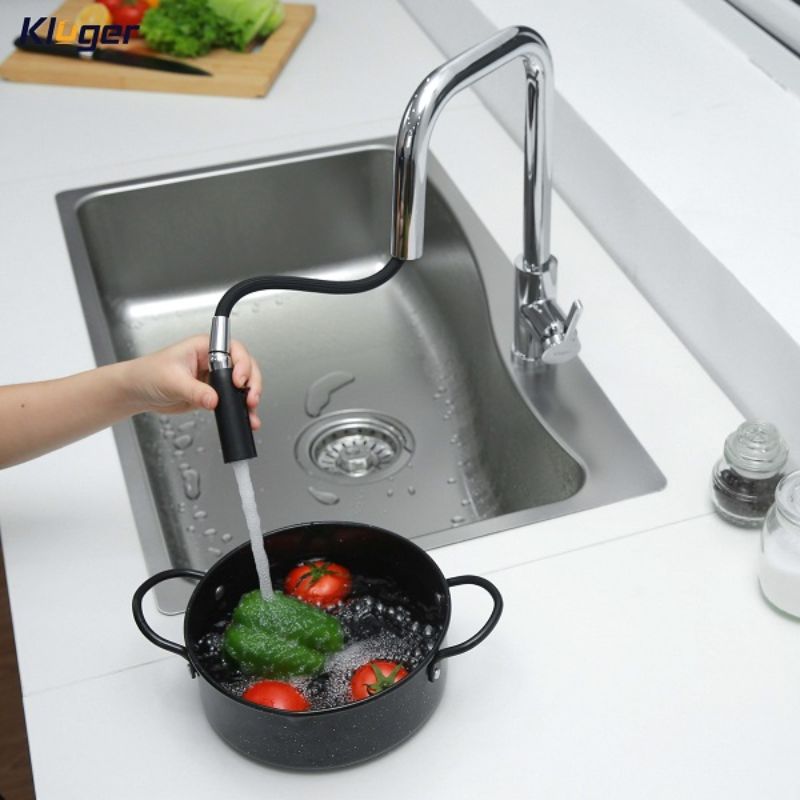 Ảnh vòi rửa bát nóng lạnh Kluger KLF0015C có dây rút Ảnh vòi rửa bát nóng lạnh Kluger KLF0015C có dây rút