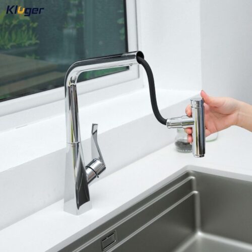 Ảnh vòi rửa bát nóng lạnh Kluger KLF0016C có dây rút