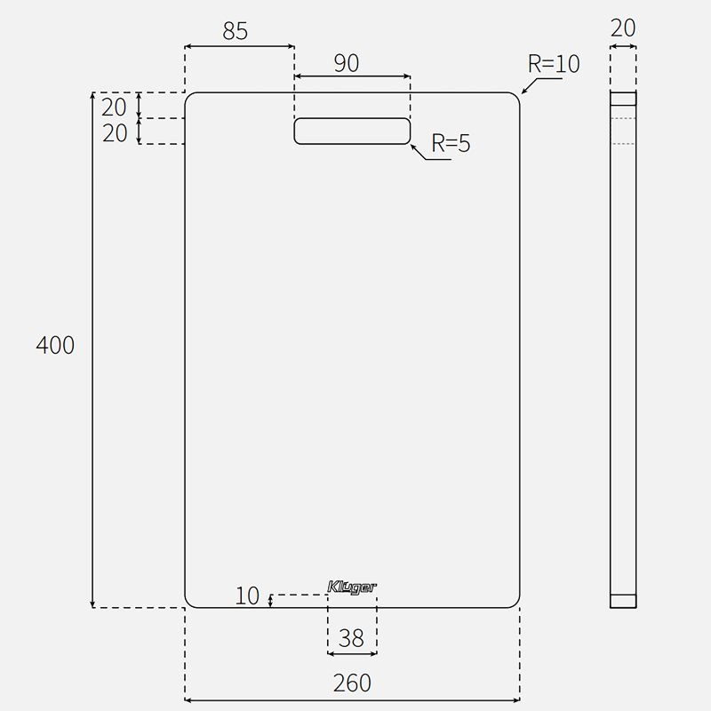 Kích thước thớt gỗ tre Kluger KCB-101W Kích thước thớt gỗ tre Kluger KCB-101W