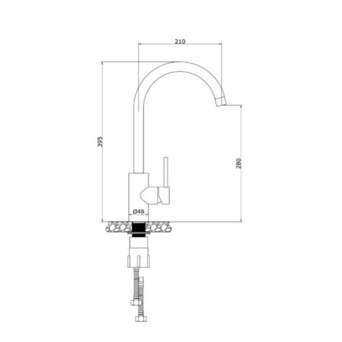 Vòi rửa bát nóng lạnh Konox Rio 4 Kích thước vòi rửa bát nóng lạnh Konox Rio