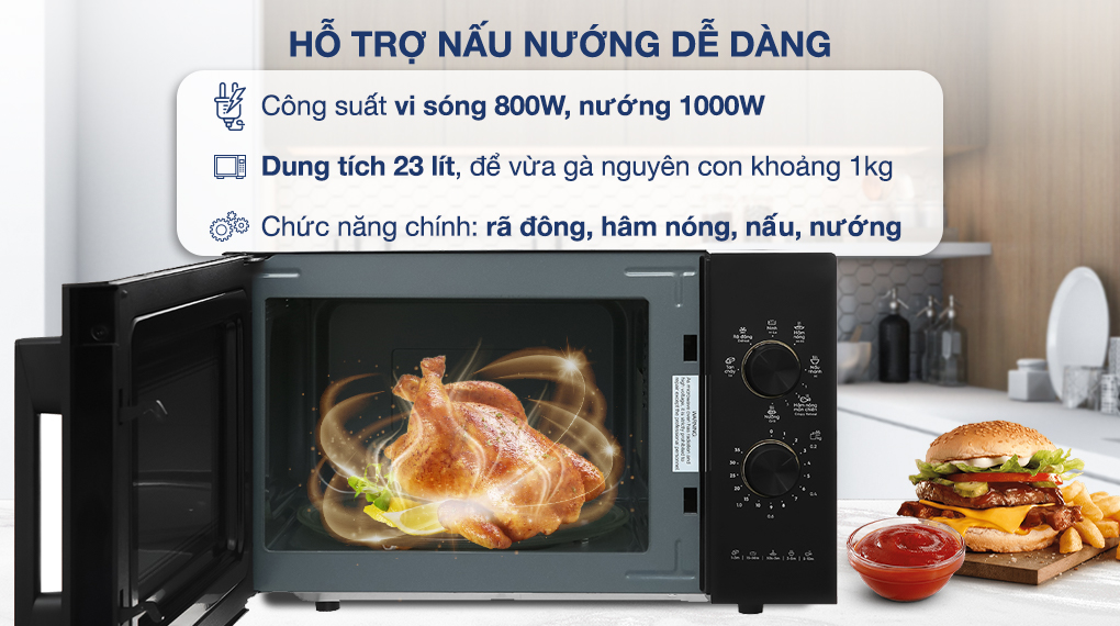 Lò vi sóng mini có nướng đối lưu 23L EMG23K22B 