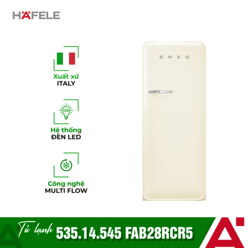 Tủ lạnh đơn Hafele Smeg FAB28RCR5 535.14.545 màu kem