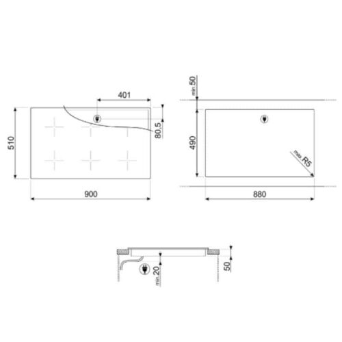 Bếp từ 4 vùng nấu Hafele HC-I604D 535.02.040 3 kich thuoc bep tu 4 vung nau hafele hc i604d 535 02 040 1