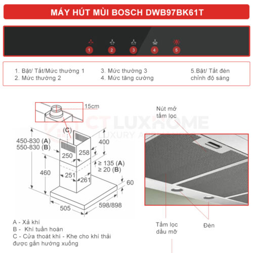MÁY HÚT MÙI BOSCH DWB97BK61T 3 2 1 2