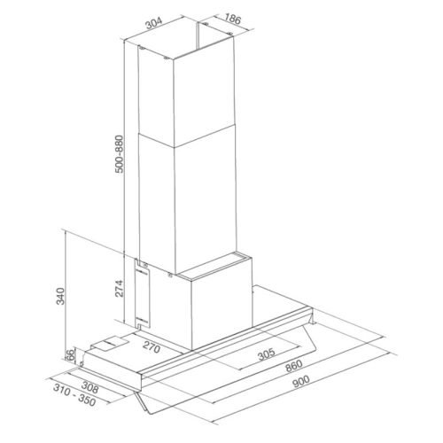 Máy hút mùi Malloca Space MH900SP 6 kich thuoc may hut mui malloca space mh900sp
