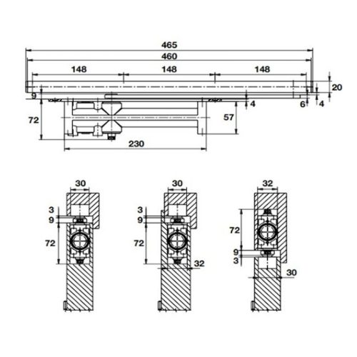 Thiết bị đóng cửa tự động lắp âm 60Kg Hafele 931.47.039 4 kich thuoc thiet bi dong cua tu dong lap am 60kg hafele 931 47 039