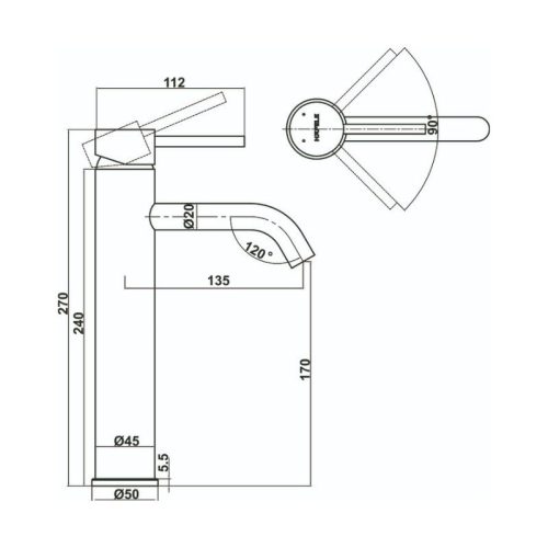 Vòi trộn lavabo Hafele Retro 170 BG 589.15.271
