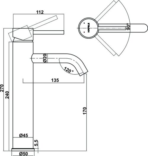 Vòi trộn lavabo Hafele Retro 170 CP 589.15.011 3 Vòi trộn lavabo Hafele Retro 170 CP 589.15.011