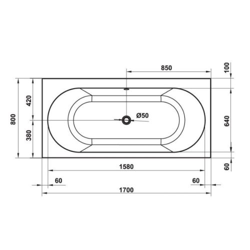 Bồn tắm âm hình bầu dục Nagoya 1700 Hafele 588.79.600