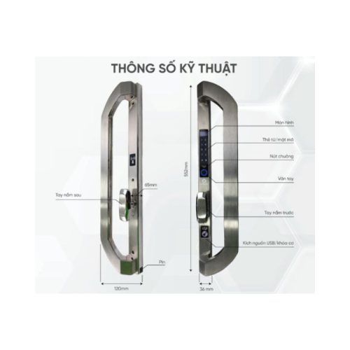 Khóa điện tử Hubert HB CNI8F EU Silver 3 thong so khoa dien tu hubert hb cni8f eu silver
