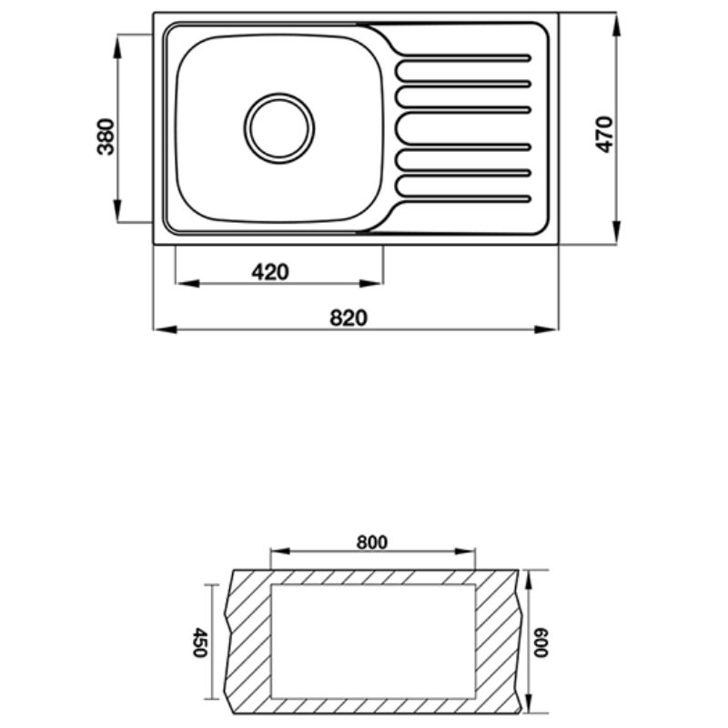 Kích thước chậu inox Hafele CLAUDIUS HS-SSD8247 567.23.093 Kích thước chậu inox Hafele CLAUDIUS HS-SSD8247 567.23.093