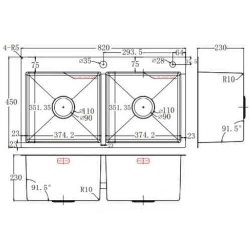 Chậu rửa bát Faster FS 8245HA 3 Kích thước chậu rửa bát Faster FS8245HA