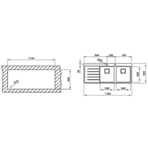 Chậu rửa inox TEKA ZENIT RS15 2B 1D 115160004 3 Kích thước chậu rửa bát Teka ZENIT RS15 2B 1D