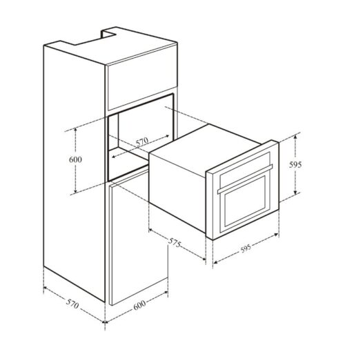 Kích thước lò nướng âm tủ Eurosun EOV72TFT