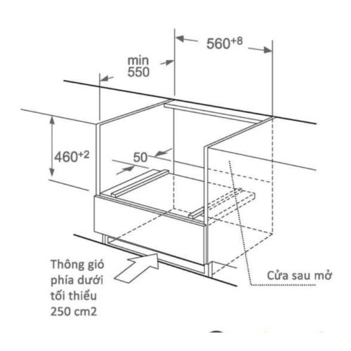 Kích thước lò nướng âm tủ Franke CR 982 M BK DCT TFT 116.0374.300