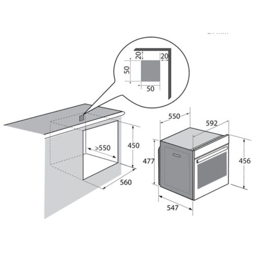 Lò vi sóng Brandt BKS6135B 3 Kích thước lò vi sóng Brandt BKS6135B