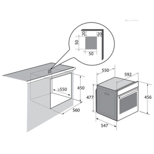 Kích thước lò vi sóng Brandt BKS6135X