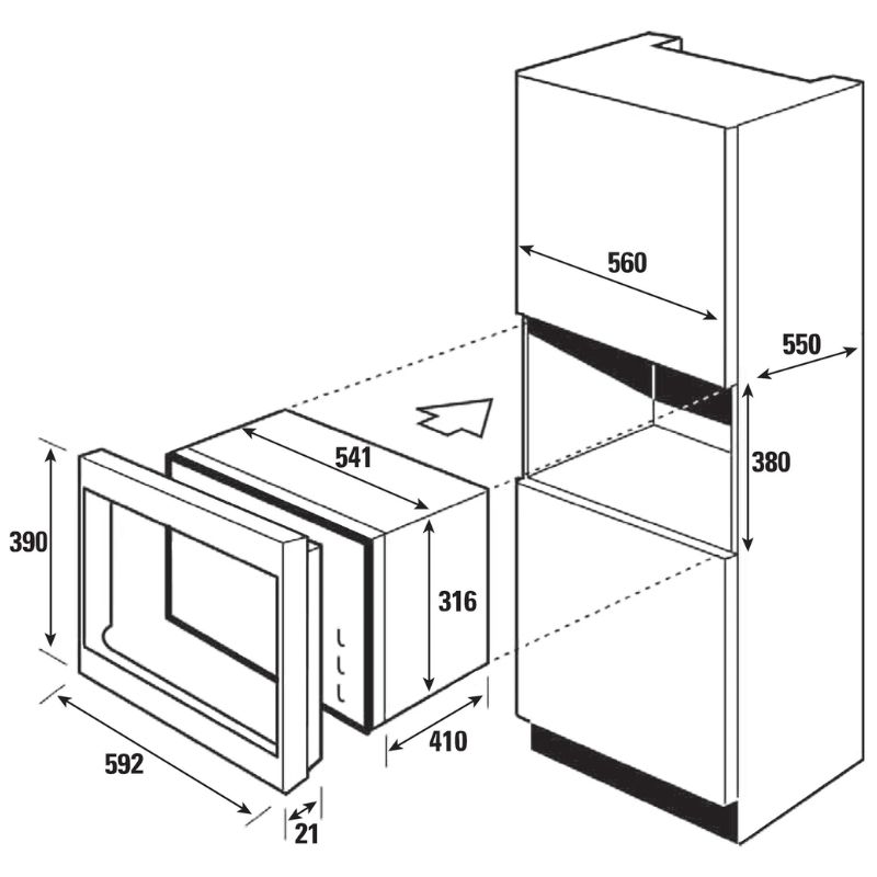 Kích thước lò vi sóng Brandt BMS6115X Kích thước lò vi sóng Brandt BMS6115X