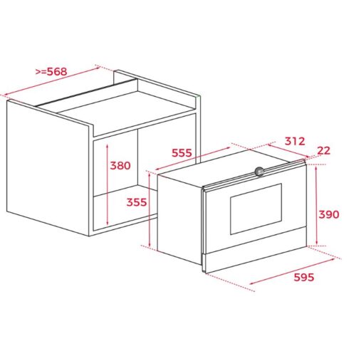 Lò vi sóng TEKA ML 8220 BIS L WH 4 Kích thước lò vi sóng TEKA ML 8220 BIS L WH