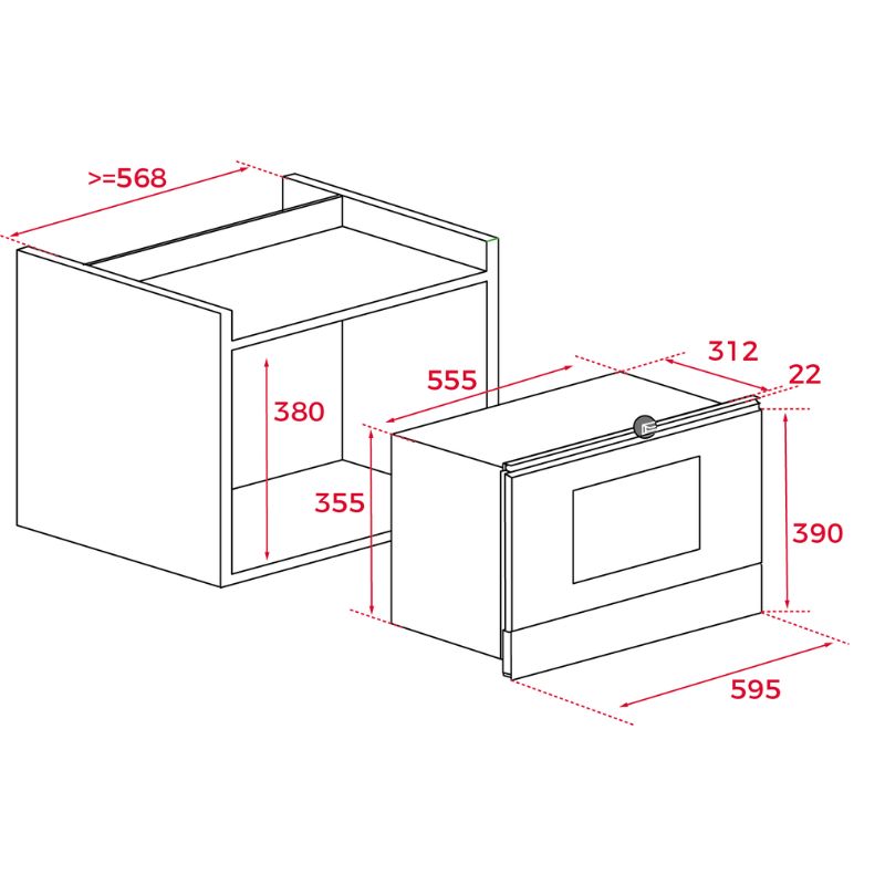 Kích thước lò vi sóng TEKA ML 8220 BIS L WH Kích thước lò vi sóng TEKA ML 8220 BIS L WH