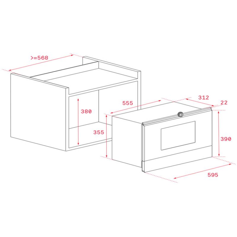 Kích thước lò vi sóng TEKA MS 622 BI Kích thước lò vi sóng TEKA MS 622 BI