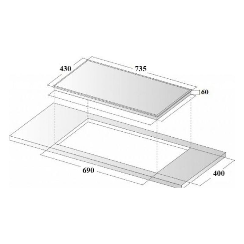 Kích thước bếp điện Eurosun EU-IF268Ss Kích thước bếp điện Eurosun EU-IF268S