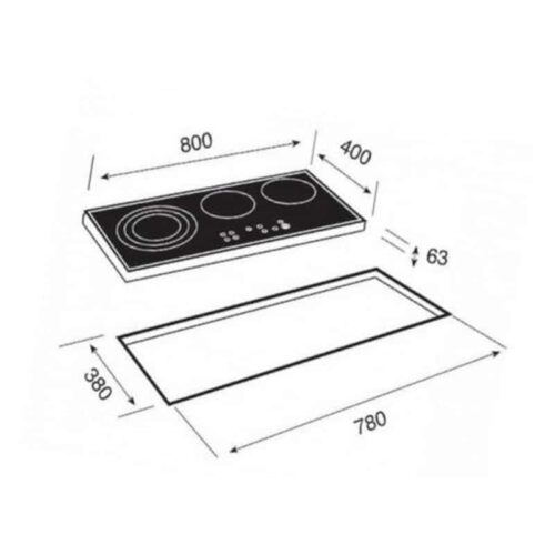 Kích thước Bếp Điện Teka TR 831 HZ