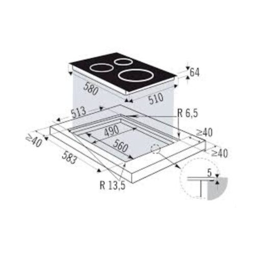 Kích thước Bếp từ Brandt BPI6449BL