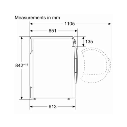 Máy sấy quần áo Bosch WTB86201SG 4 Kích thước máy sấy quần áo Bosch WTB86201SG