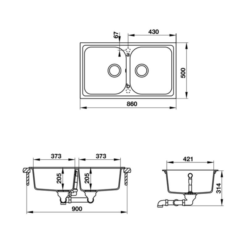 Chậu đá Hafele JULIUS HS-GD8650 570.35.580 Chậu đá Hafele JULIUS HS-GD8650 570.35.580