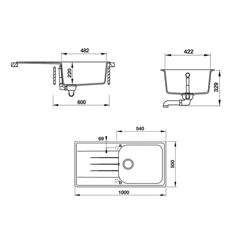 Chậu đá Hafele JULIUS HS-GSD10050 570.36.450 Chậu đá Hafele JULIUS HS-GSD10050 570.36.450