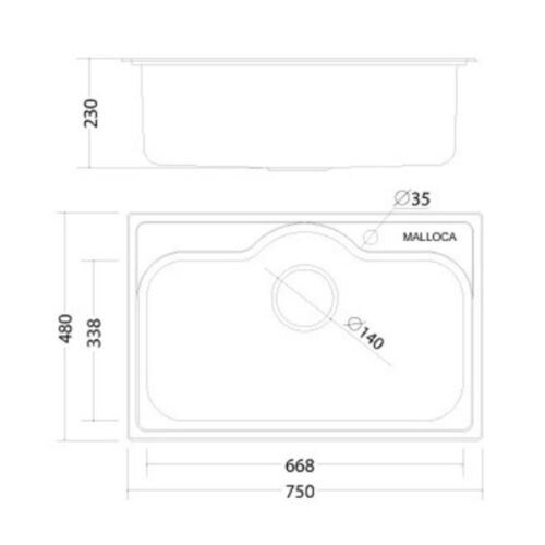 Chậu rửa bát Malloca MS 1020 3 Kích thước chậu rửa bát Malloca MS 1020