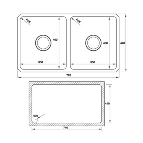 Chậu rửa chén bát Hafele HS S7744 567.23.020 3 Kích thước chậu rửa chén bát Hafele HS S7744 567.23.020