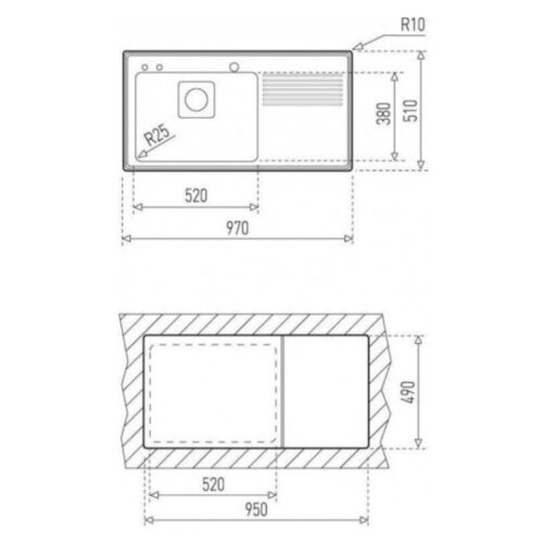 Kích thước chậu rửa Teka Frame 1B 1D