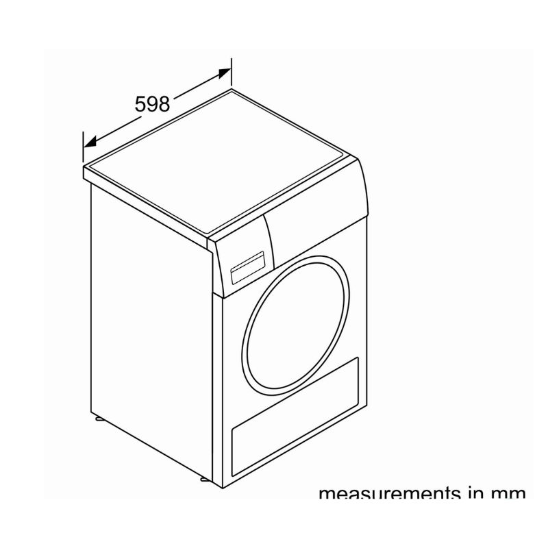 Kích thước chiều ngang máy sấy quần áo Bosch WTW87561SG Kích thước chiều ngang máy sấy quần áo Bosch WTW87561SG