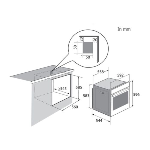 Kích thước lò nướng Brandt BXC6537XS