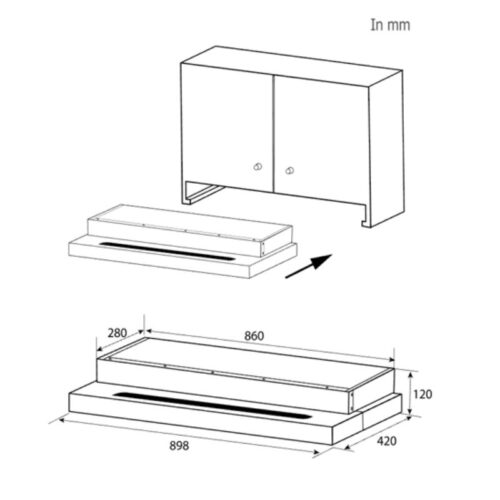 Máy hút mùi Brandt Slim AI1790X 3 Kích thước máy hút mùi Brandt Slim AI1790X