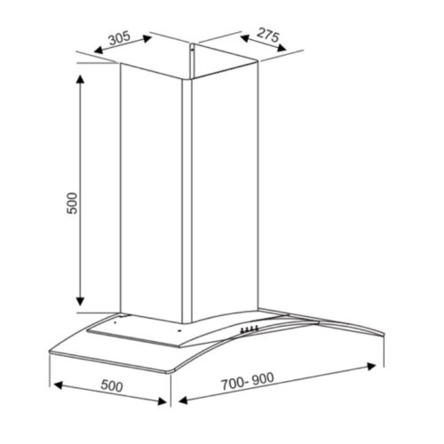 Máy hút mùi Kocher K-8370XS (70cm) 3 Kích thước máy hút mùi Kocher K-8370XS (70cm)