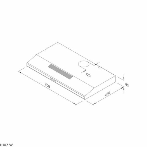 Kích thước máy hút mùi Malloca H107 W