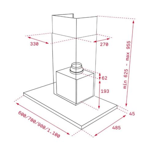 Máy hút mùi TEKA DLH 986 T 5 Kích thước của Máy hút mùi TEKA DLH 986 T