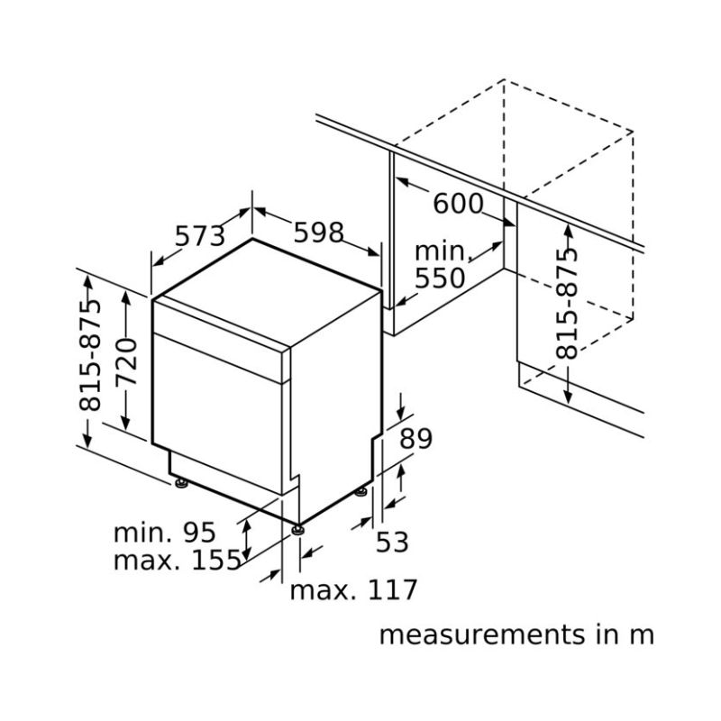 Kích thước máy rửa chén bát Bosch SMU4HCS48E Kích thước máy rửa chén bát Bosch SMU4HCS48E