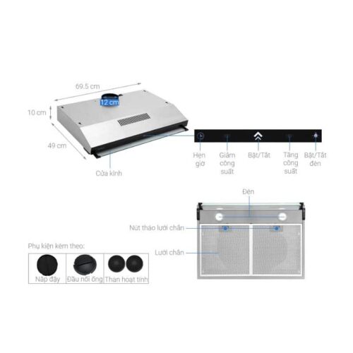 thông số kỹ thuật của máy hút mùi âm tủ Hafele HC-BI70B 538.86.095