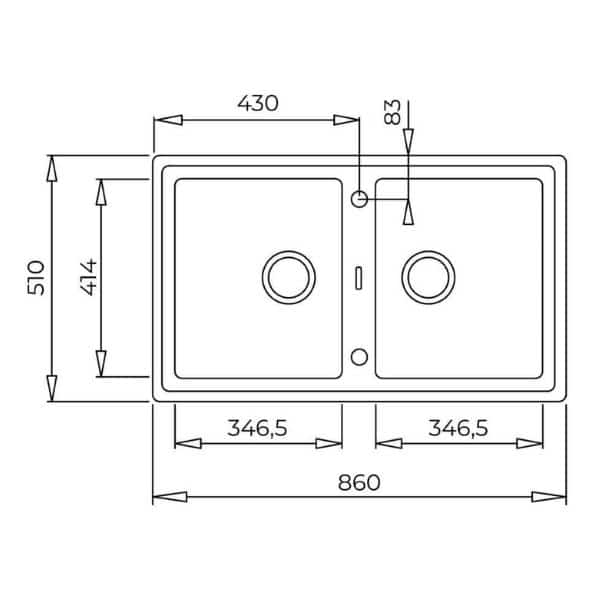 Kích thước của Chậu đá Teka STONE 90 B-TG 2B Grey Kích thước của Chậu đá Teka STONE 90 B-TG 2B Grey