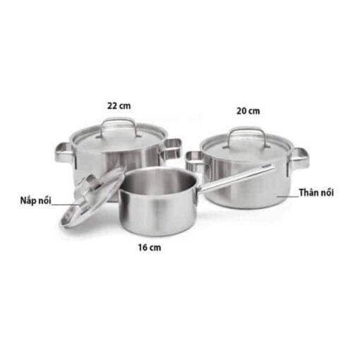 Bộ Nồi Inox 6 món Malloca SA-2030 3 Bộ Nồi Inox 6 món Malloca SA-2030