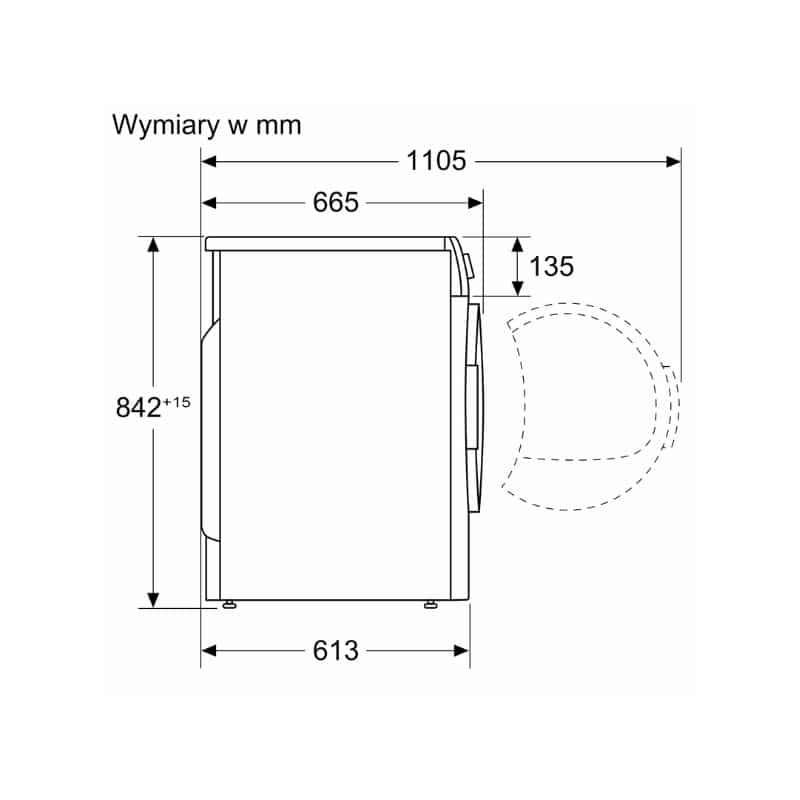 Kích thước máy sấy quần áo Bosch WTN86201PL Kích thước máy sấy quần áo Bosch WTN86201PL